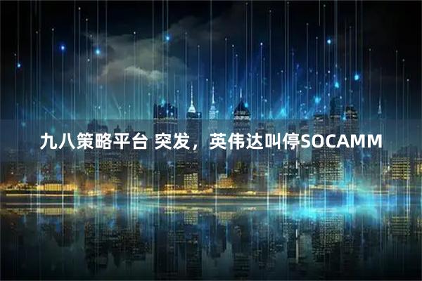 九八策略平台 突发，英伟达叫停SOCAMM