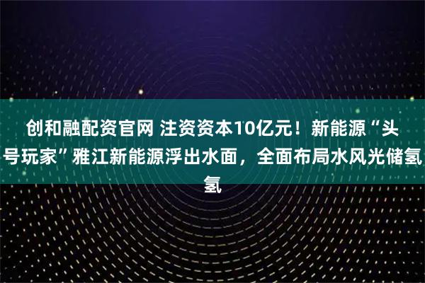 创和融配资官网 注资资本10亿元!新能源“头号玩家”雅江新能源浮出水面,全面布局水风光储氢